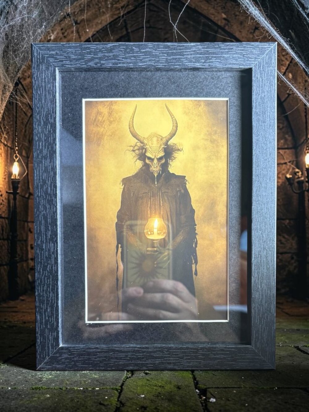Horned Skull Figure Art Print | New 5x7 Framed Horror Decor